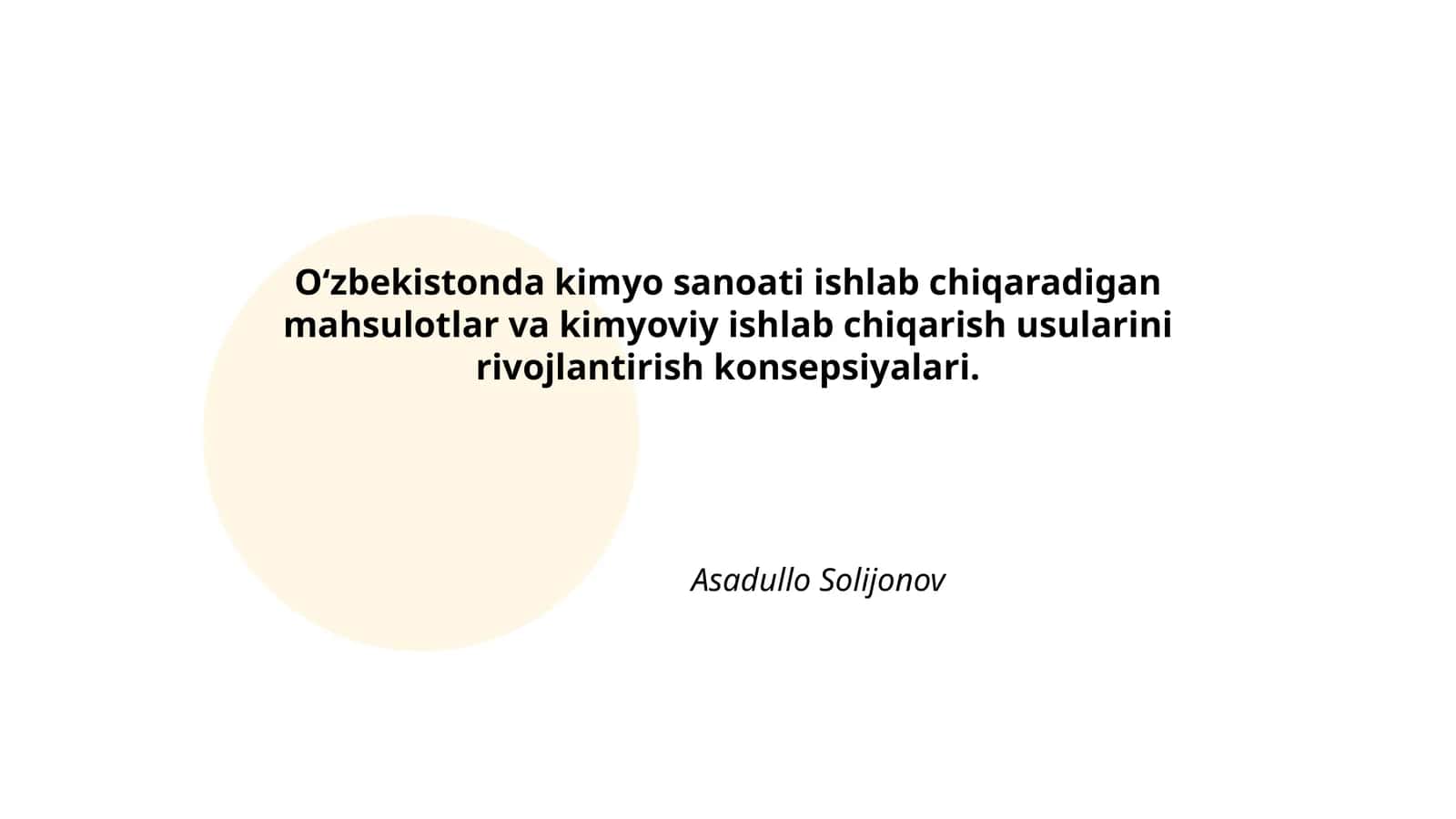 Oʻzbekistonda kimyo sanoati ishlab chiqaradigan mahsulotlar va kimyoviy ishlab chiqarish usularini rivojlantirish konsepsiyalari 1