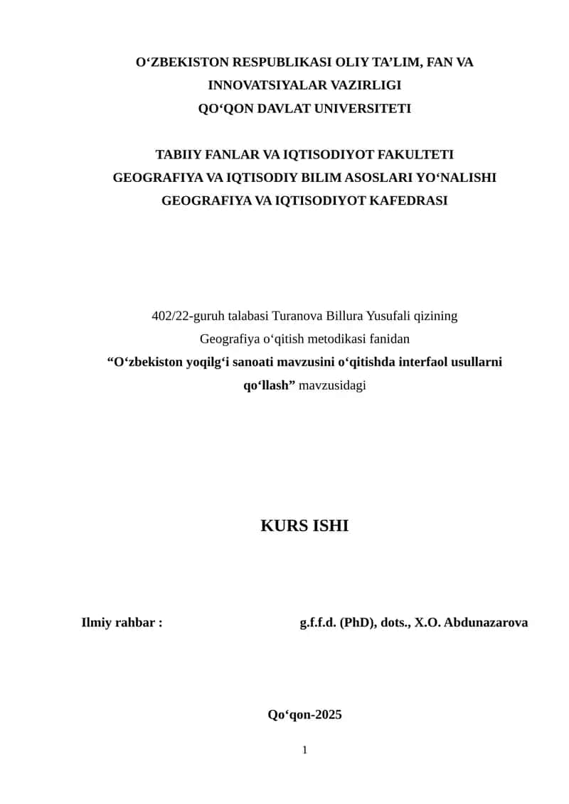 O‘zbekiston yoqilg‘i sanoati mavzusini o‘qitishda interfaol usullarni qo‘llash 1