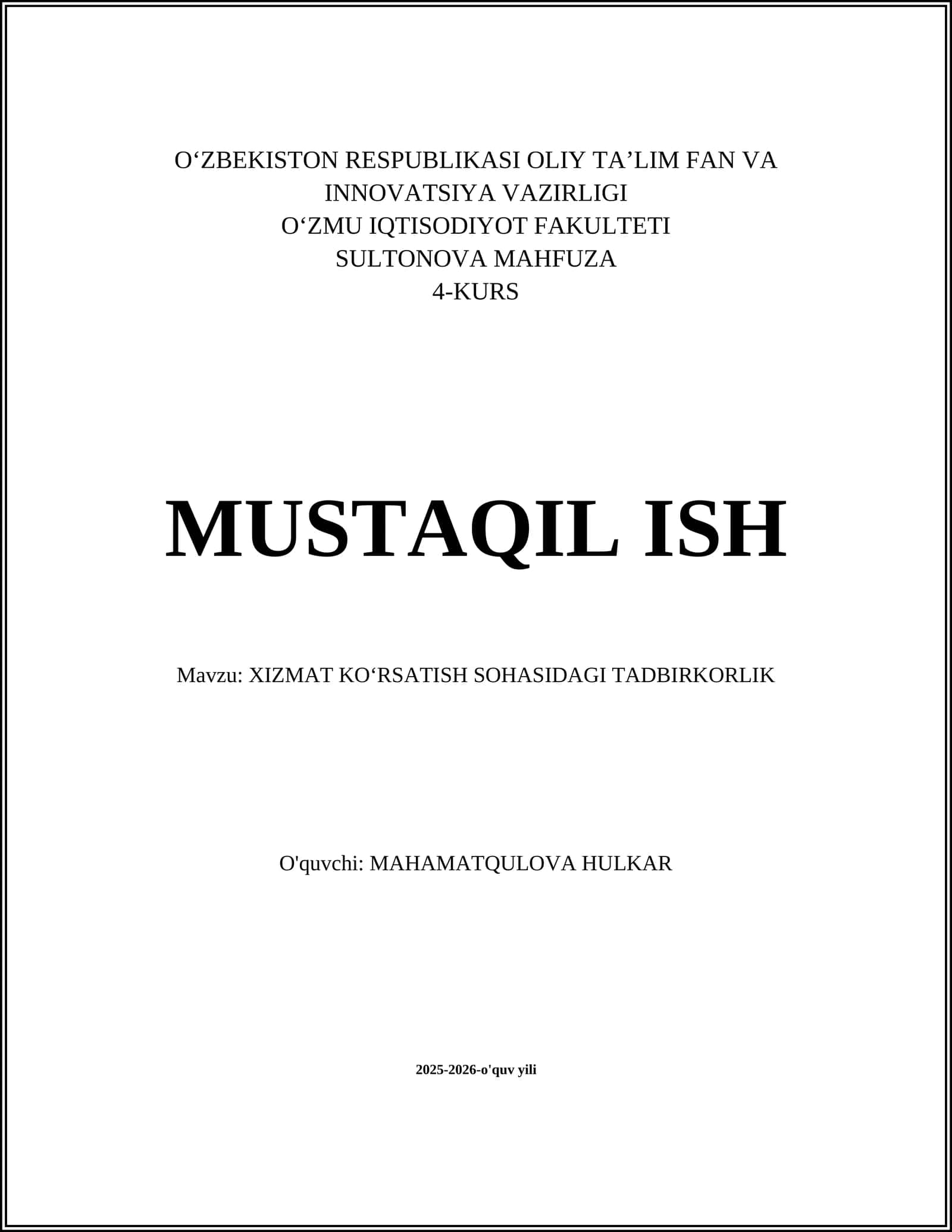 Bozor tahlili va mijoz segmentatsiyasi xizmat ko‘rsatish sohasida tadbirkorlik 1