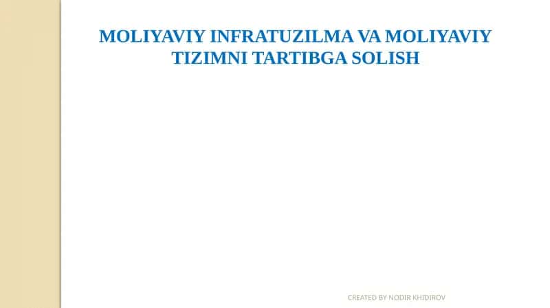 Moliyaviyinfratuzilma 1