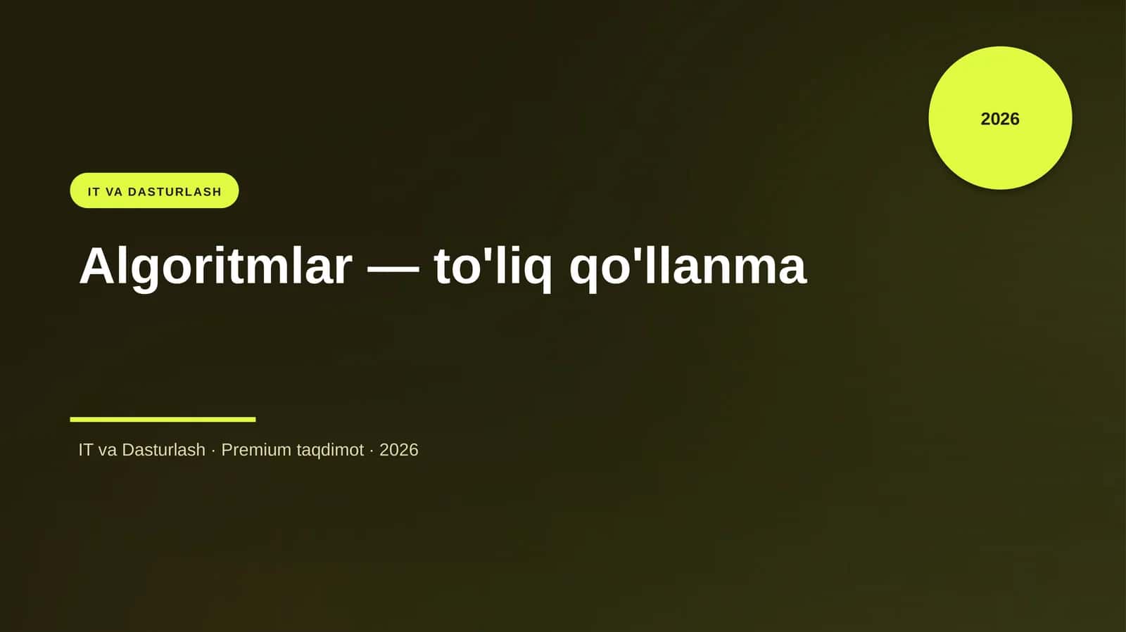 Algoritmlar — to'liq qo'llanma 1