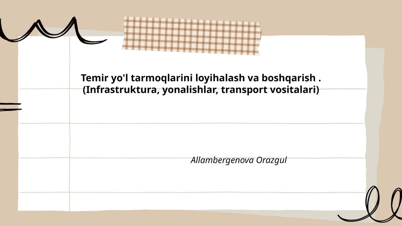 Temir yo'l tarmoqlarini loyihalash va boshqarish 1