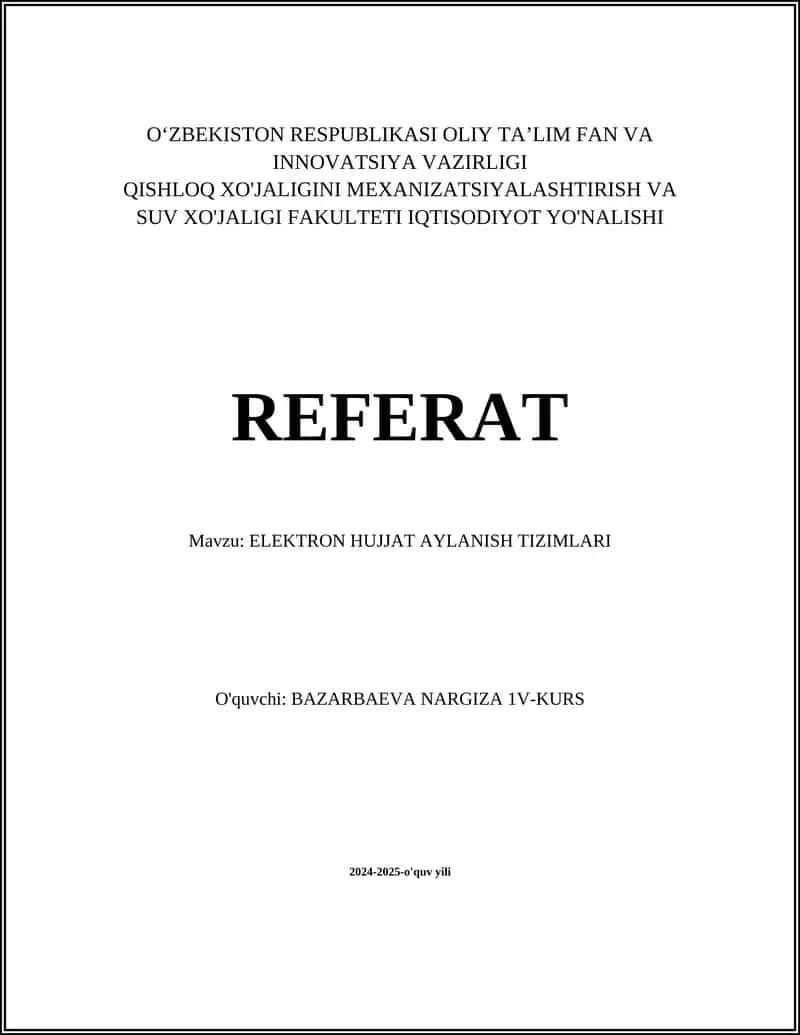 Elektron Hujjat Aylanish Tizimlari 1