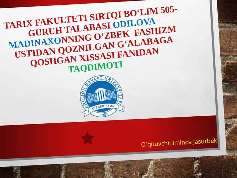 O‘zbek fashizm ustidan qoznilgan g‘alabaga qoshgan xissasi 1