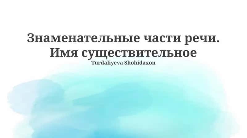 Знаменательные части речи. Имя существительное 1