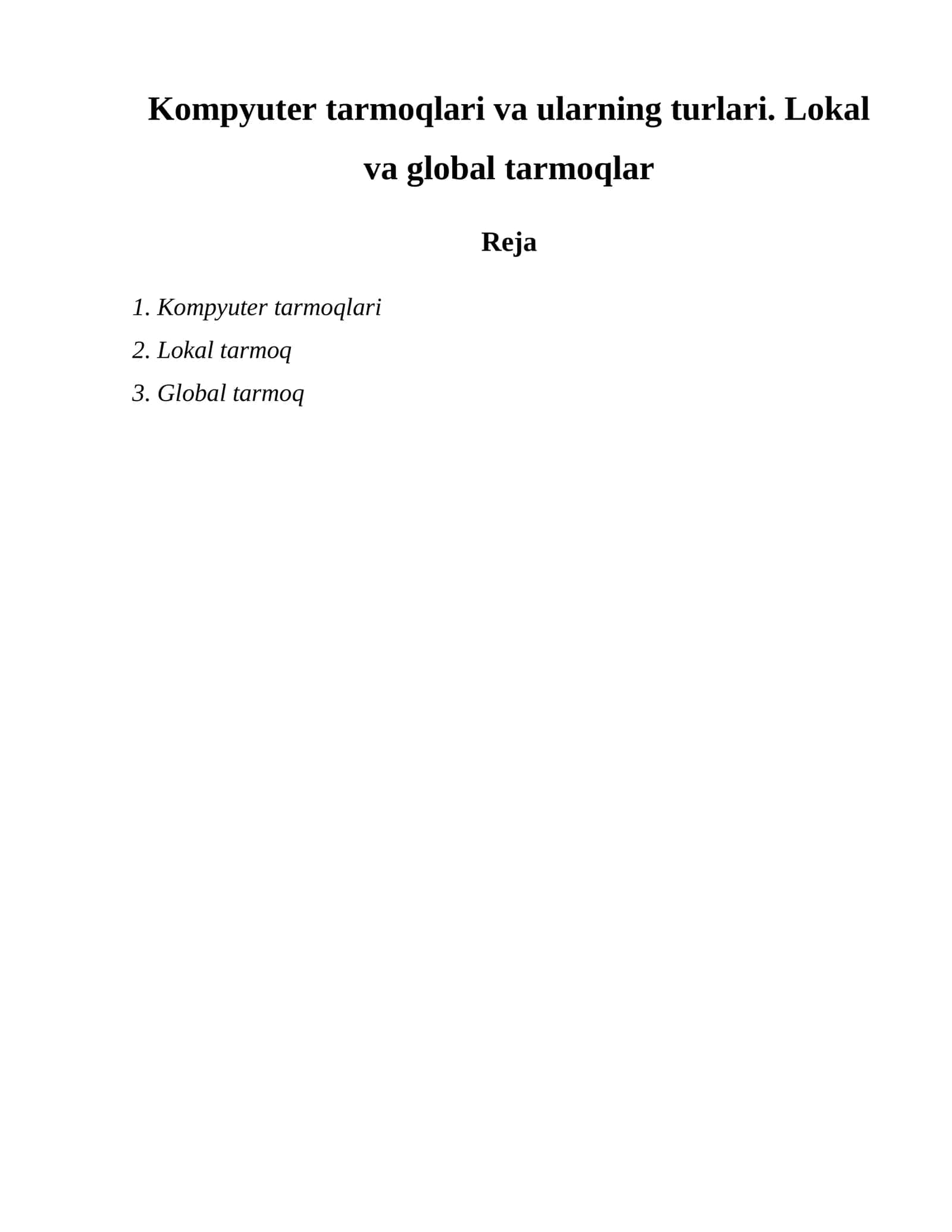Kompyuter tarmoqlari 1