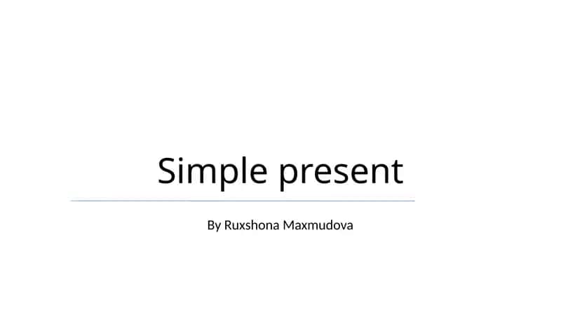 Simple Present 1
