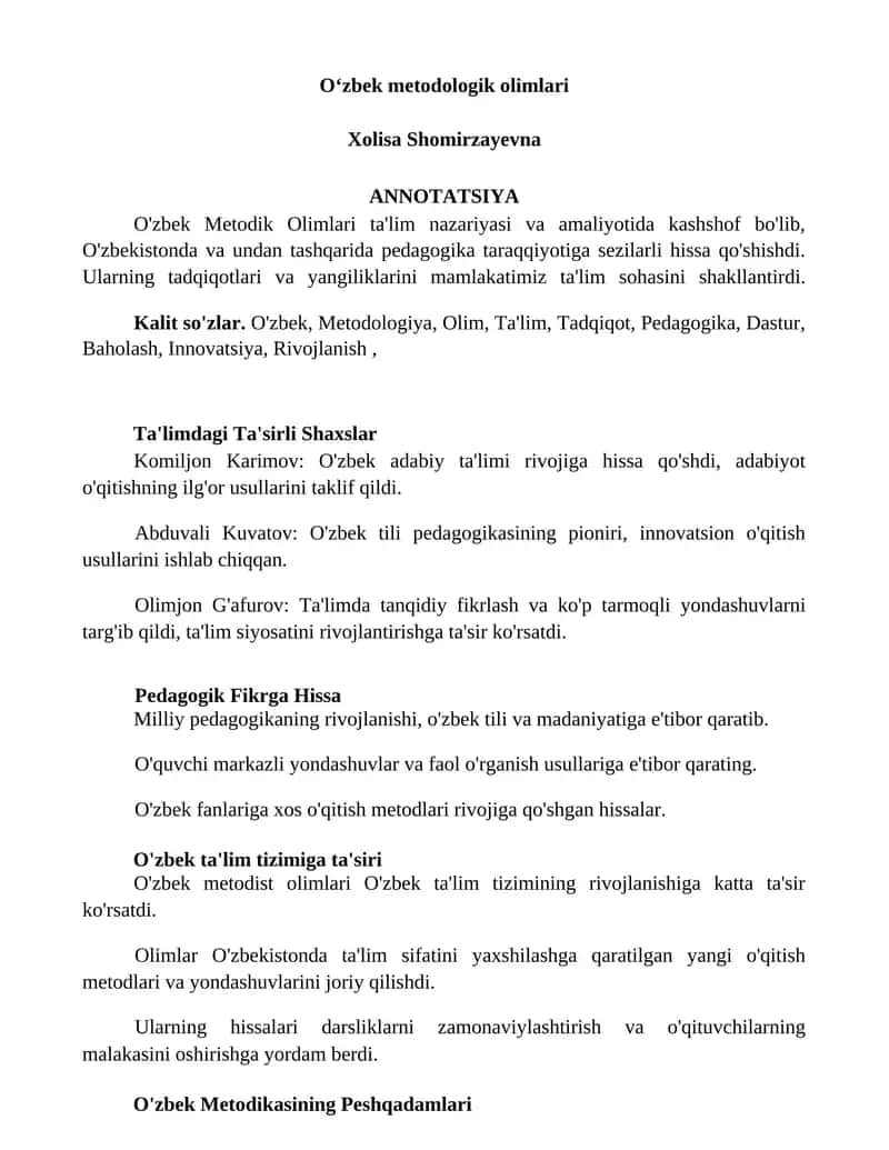 O'zbek Metodologik Olimlari 1