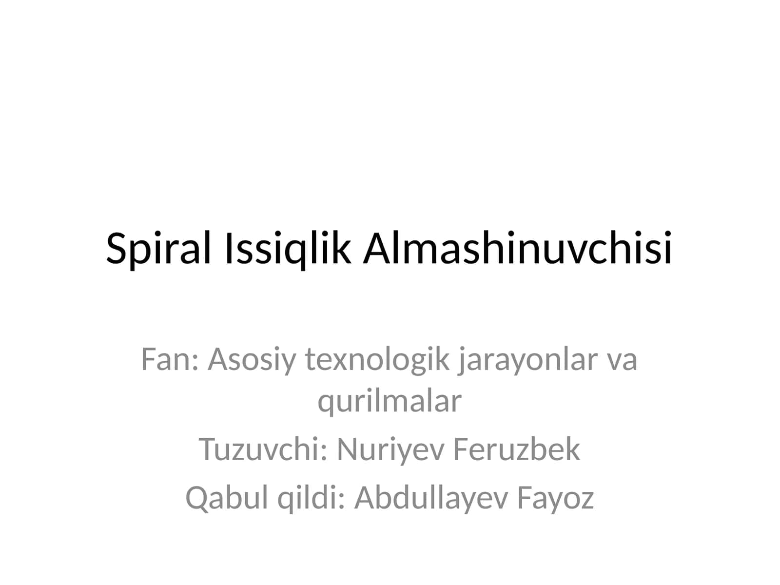 Spiral Issiqlik Almashinuvchisi 1