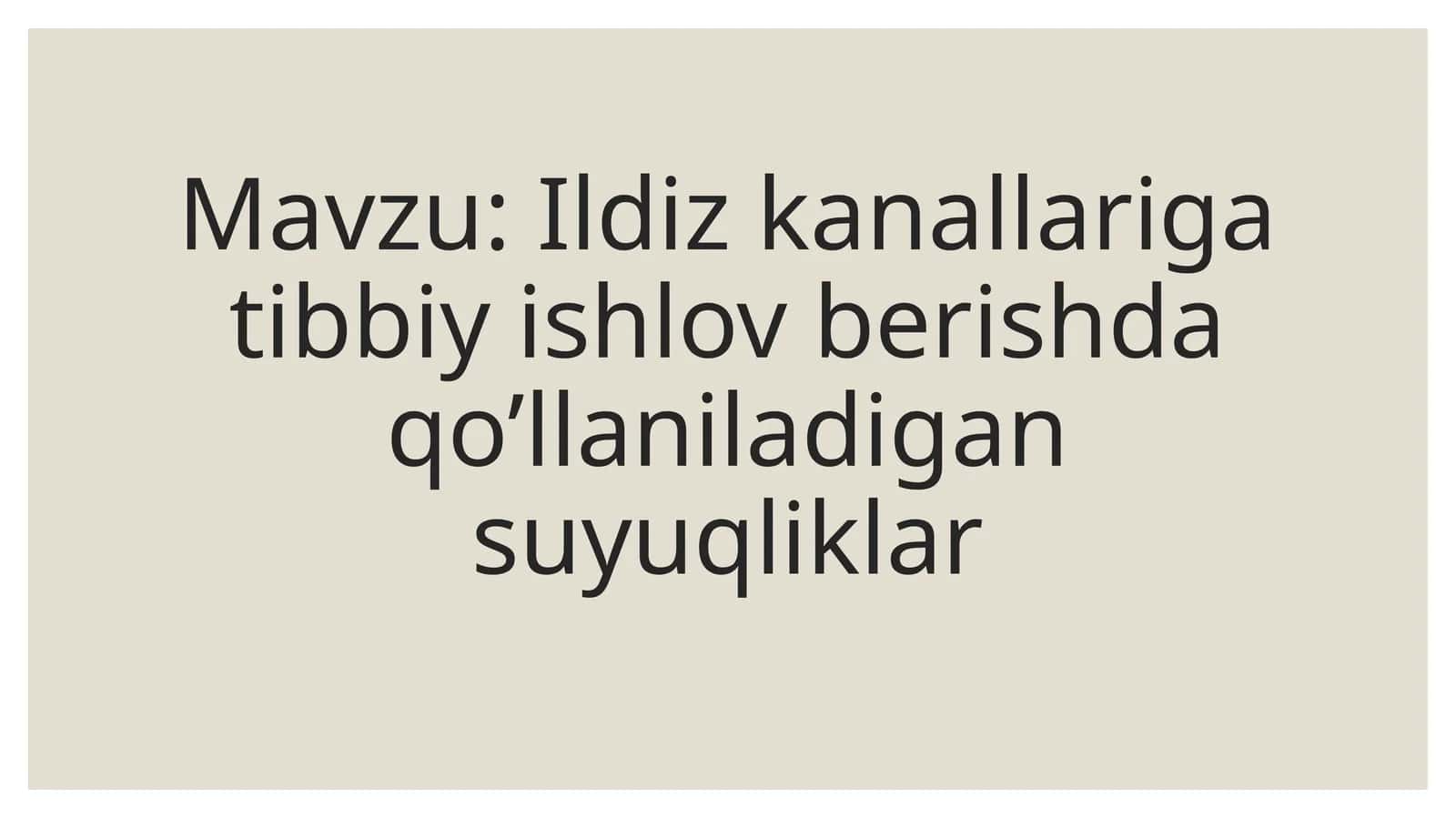 Ildiz kanallari uchun tibbiy ishlov berish. 1