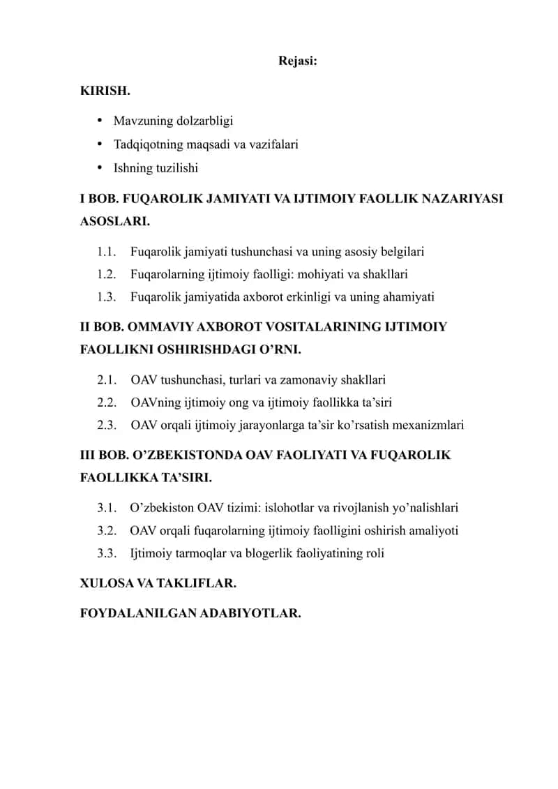 FUQAROLIK JAMIYATI VA IJTIMOIY FAOLLIK NAZARIYASI ASOSLARI. 1