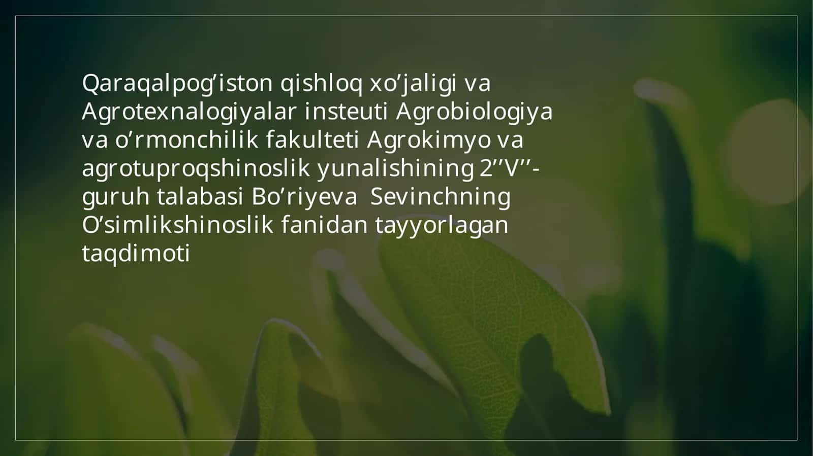 Donvadukakliekinlarning biologiyasi va etishtirish texnologiyasi 1