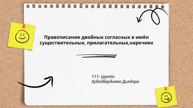Правописание двойных согласных в имён существительных, прилагательных,наречиях 1