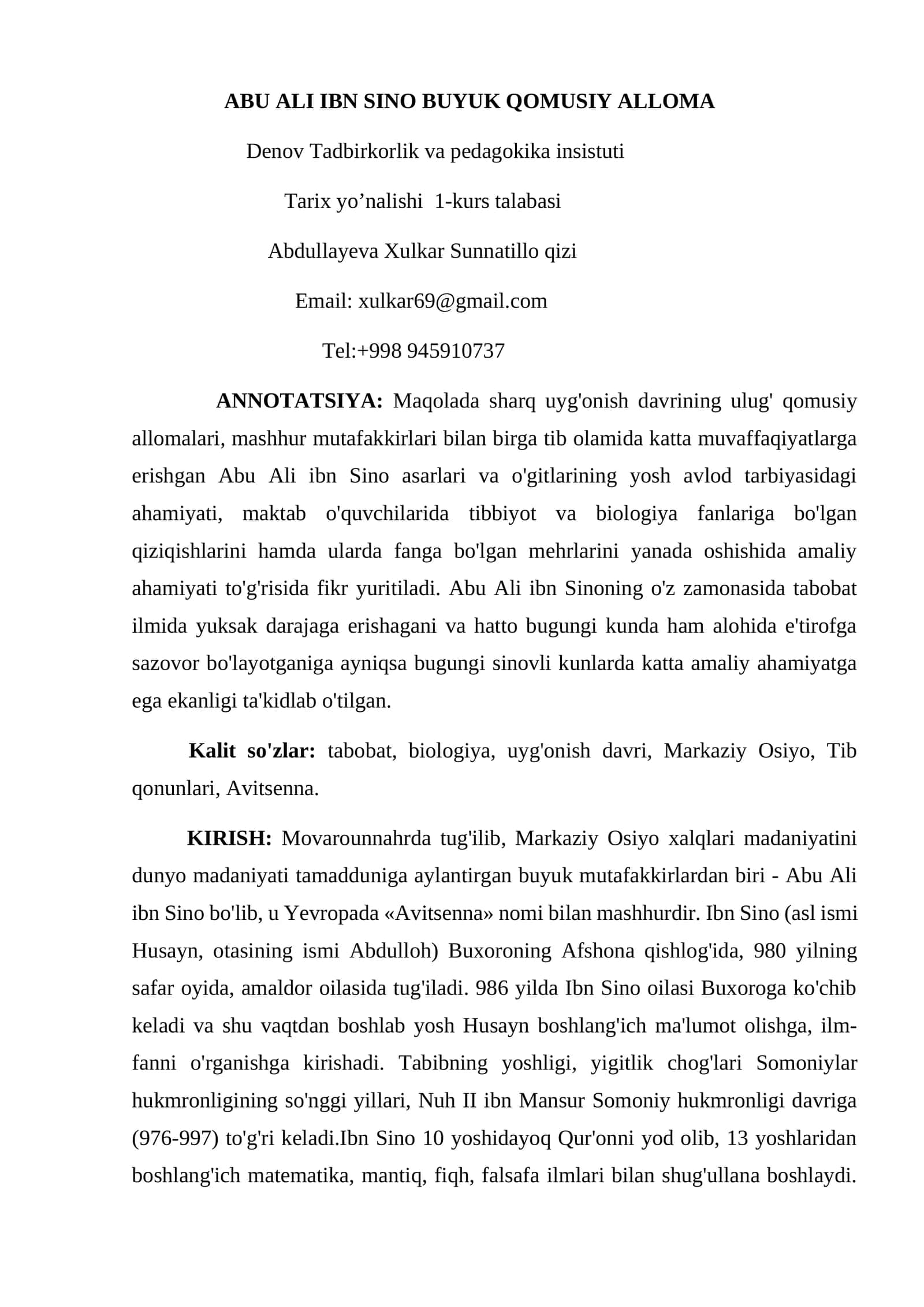 ABU ALI IBN SINO BUYUK QOMUSIY ALLOMA 1