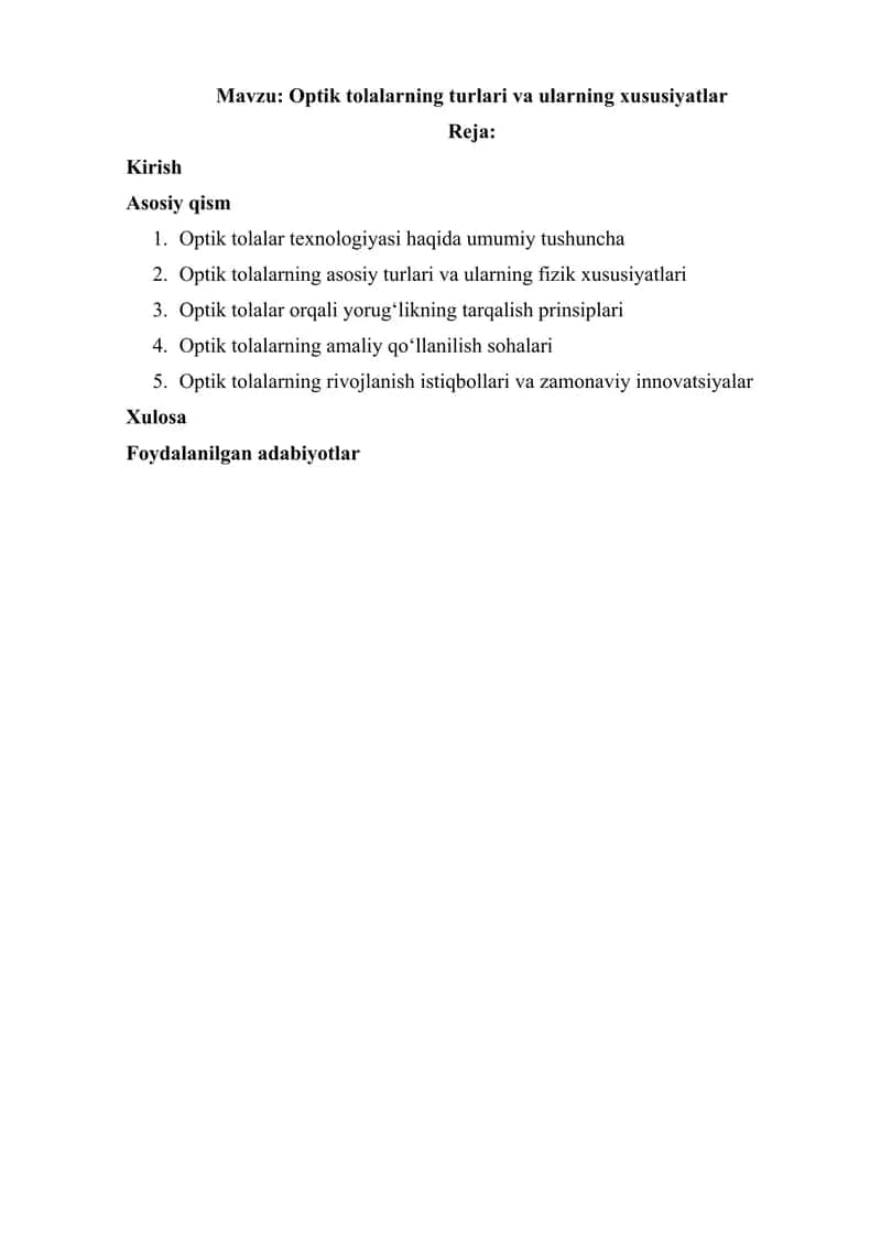 Optik tolalarning turlari va ularning xususiyatlar 1