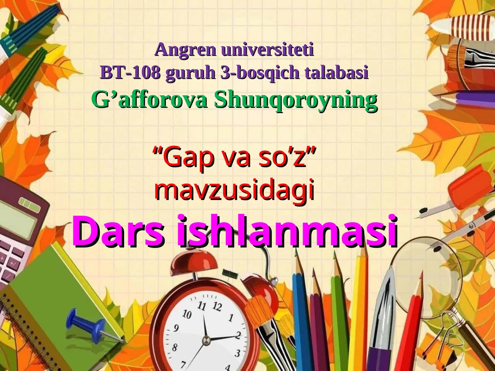 "Gap va so’z" Dars ishlanmasi 1