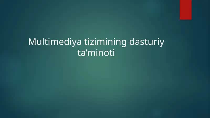 Multimediya tizimining dasturiy ta’minoti 1