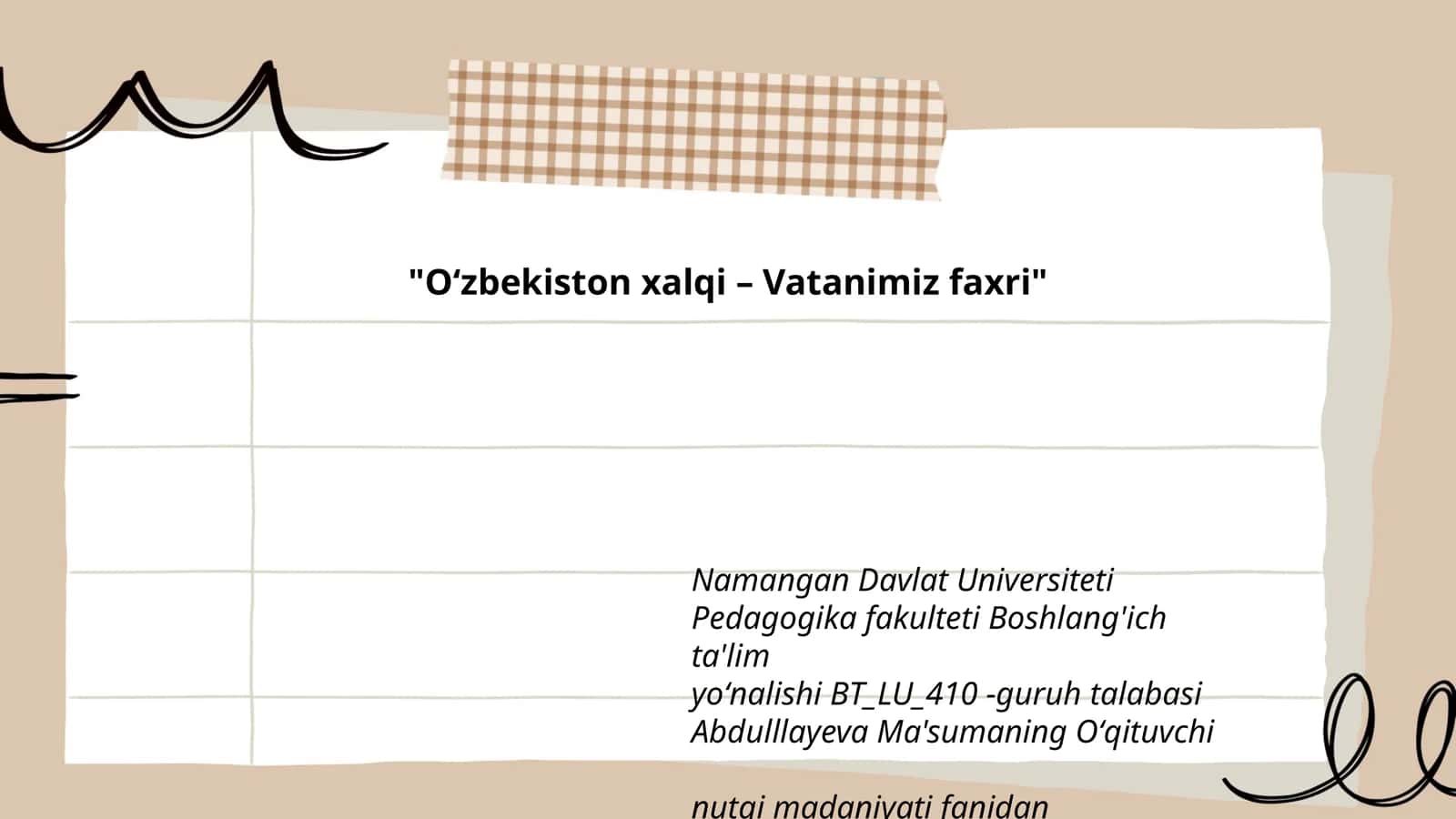 Oʻzbekiston xalqi – Vatanimiz faxri 1