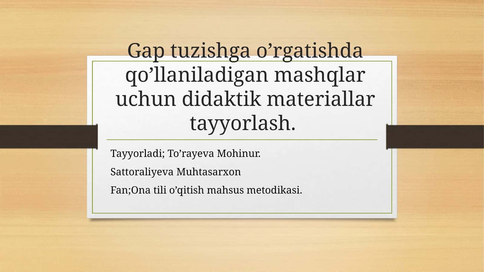 Gaptuzishga o’rgatishda qo’llaniladigan mashqlar uchun didaktik materiallar tayyorlash 1