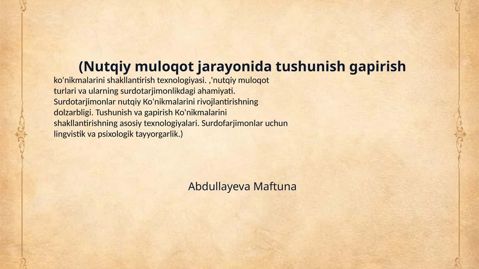 (Nutqiy muloqot jarayonida tushunish gapirish 1