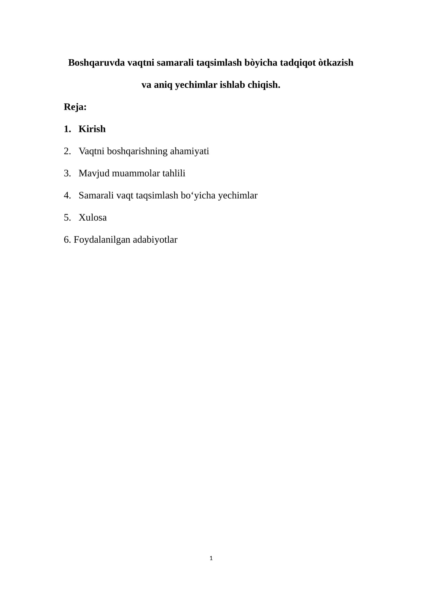 Vaqtni boshqarishning ahamiyati 1