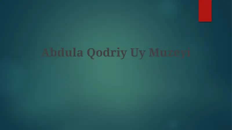 AbdulaQodriyUyMuzeyi 1