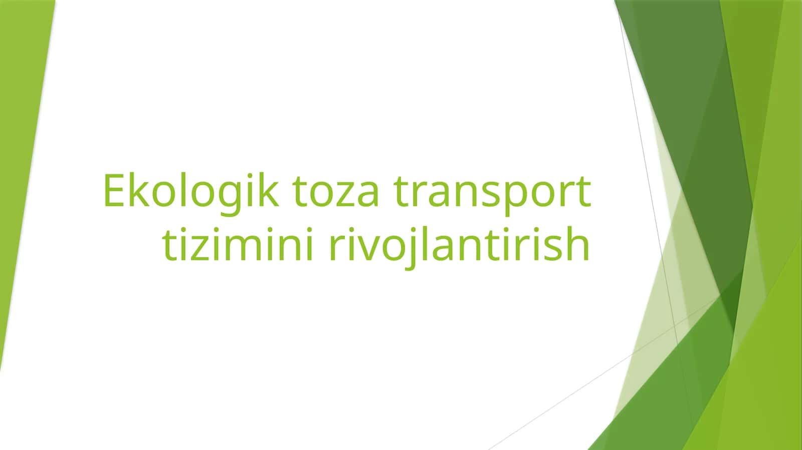 Ekologik toza transport tizimini rivojlantirish 1