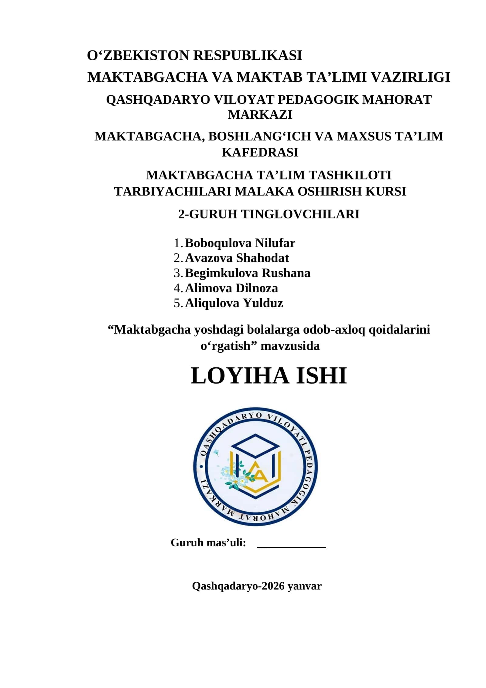 Maktabgacha yoshdagi bolalarga odob-axloq qoidalarini o‘rgatish 1