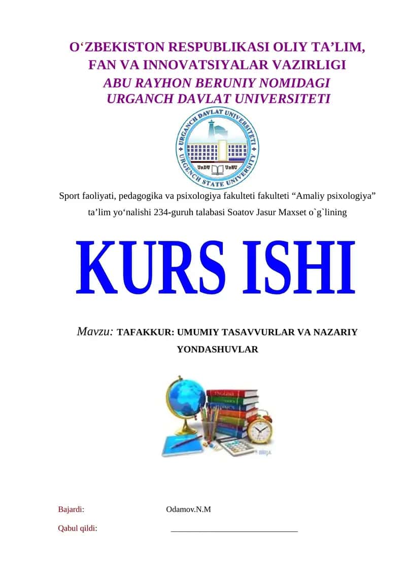TAFAKKUR: UMUMIY TASAVVURLAR VA NAZARIY YONDASHUVLAR 1