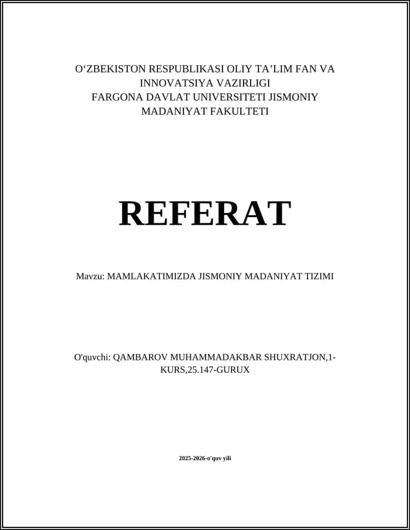 Jismoniy madaniyat tizimi 1