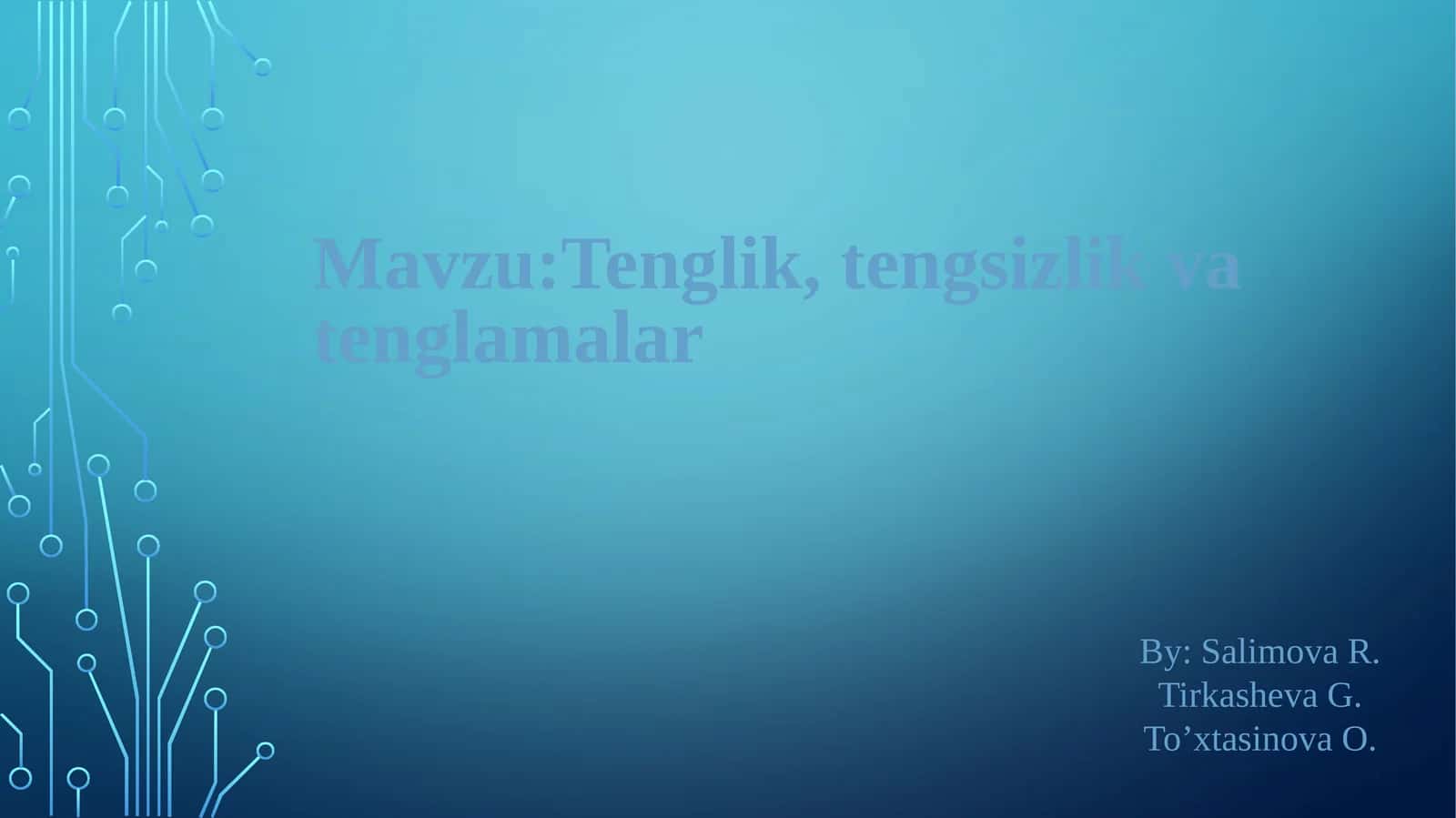 Tenglik, tengsizlik va tenglamalar 1