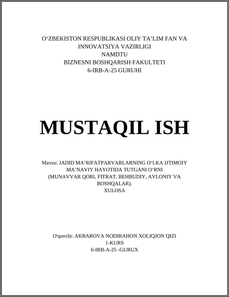 JADID MAʼRIFATPARVARLARNING OʻLKA IJTIMOIY MAʼNAVIY HAYOTIDA TUTGANI OʻRNI 1