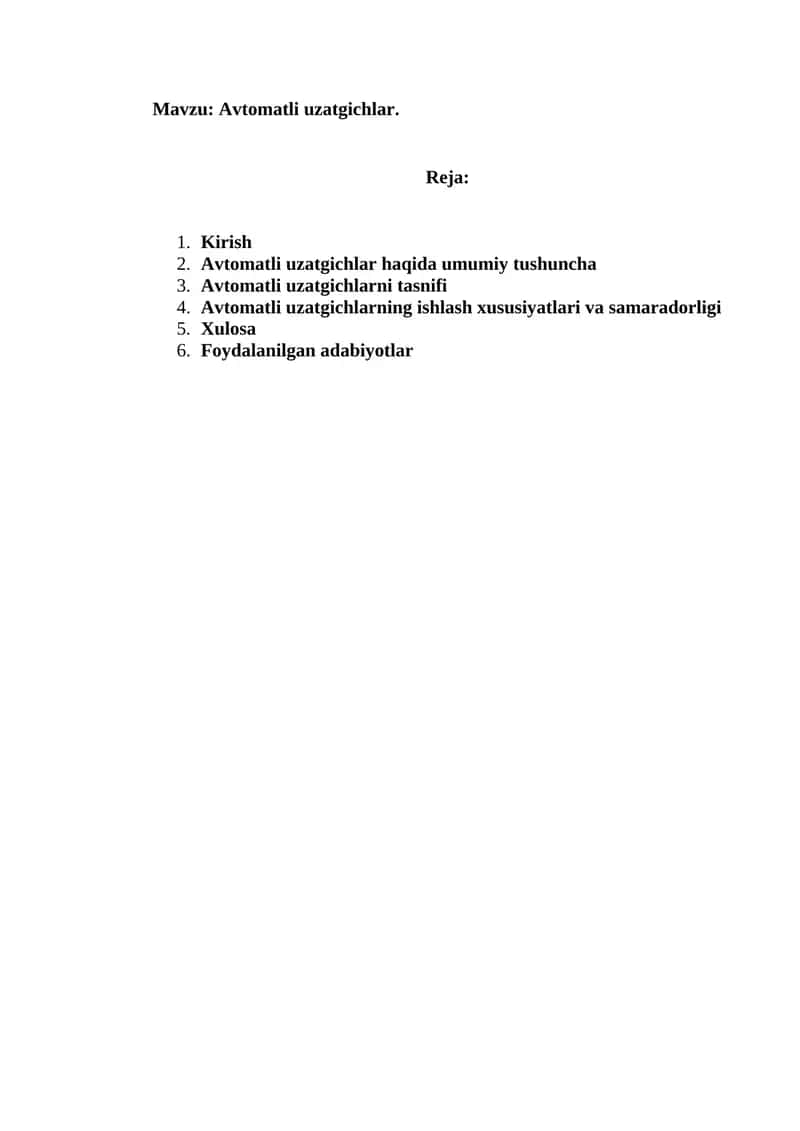 Avtomatli uzatgichlar. 1