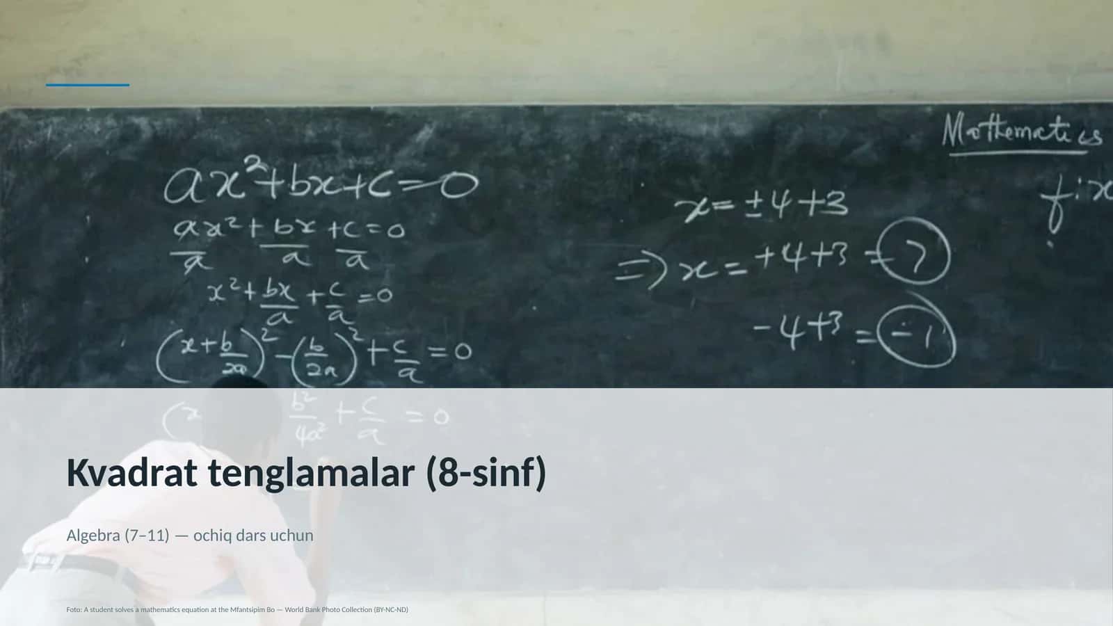 Kvadrat tenglamalar (8-sinf) 1