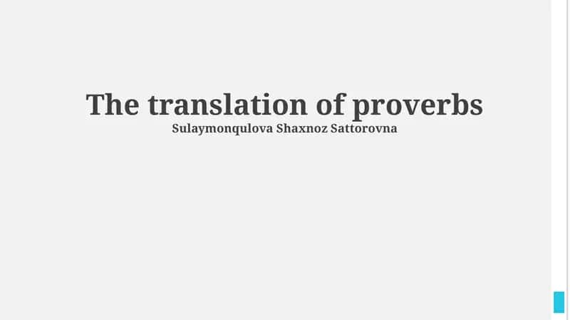 The translation of proverbs 1