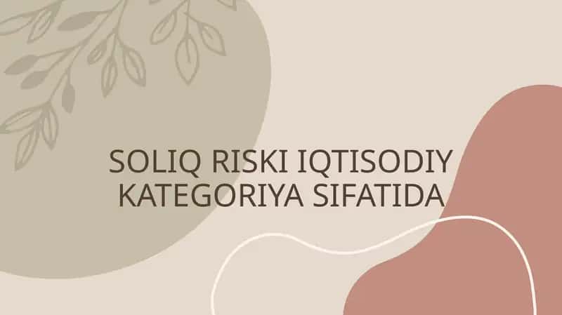 SOLIQ RISKI IQTISODIY KATEGORIYA SIFATIDA 1