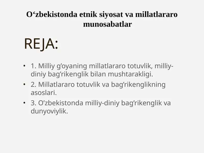 O‘zbekistonda etnik siyosat va millatlararo munosabatlar 1