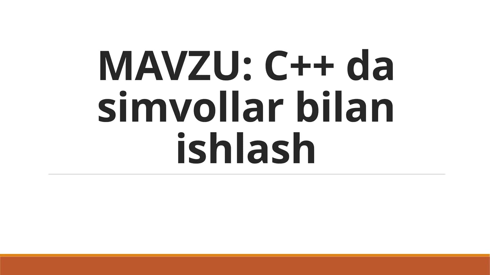 C++ da simvollar bilan ishlash 1
