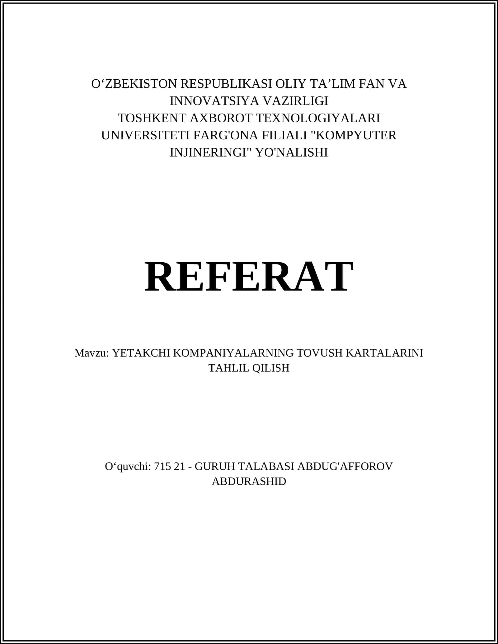 YETAKCHI KOMPANIYALARINING TOVUSH KARTALARINI TAHLIL QILISH 1