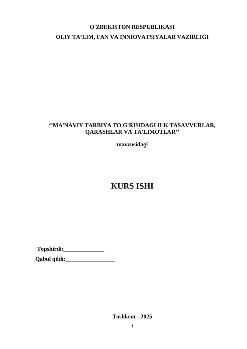 Ma'naviy Tarbiya To'g'risidagi Ilk Tasavvurlar, Qarashlar va Ta'limotlar 1