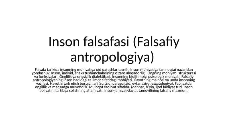 Insonfalsafasi(Falsafiyantropologiya) 1
