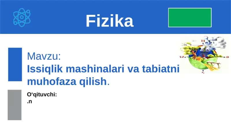 Issiqlik mashinalari va tabiatni muhofaza qilish 1