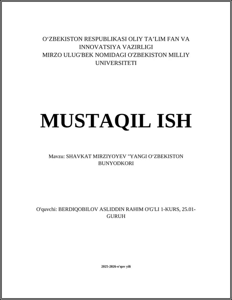 SHAVKAT MIRZIYOYEV "YANGI OʻZBEKISTON BUNYODKORI" 1