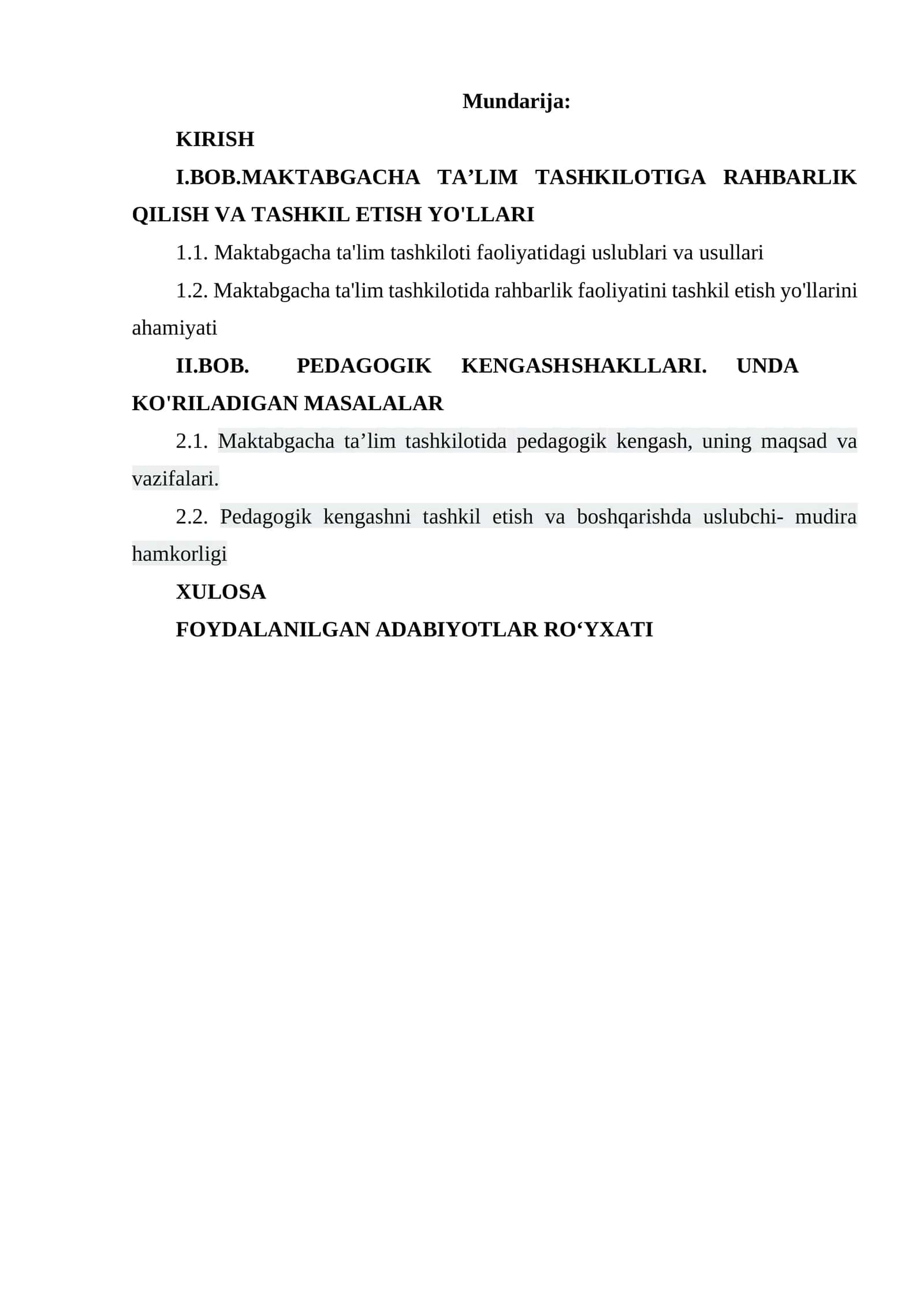 PEDAGOGIK KENGASH SHAKLLARI. UNDA KO'RILADIGAN MASALALAR 1