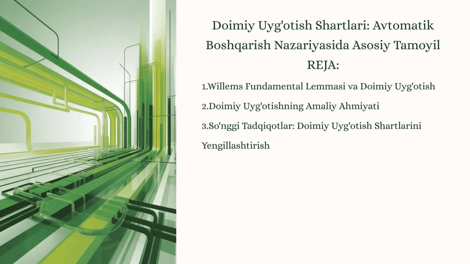 Doimiy Uyg'otish Shartlari: Avtomatik Boshqarish Nazariyasida Asosiy Tamoyil 1