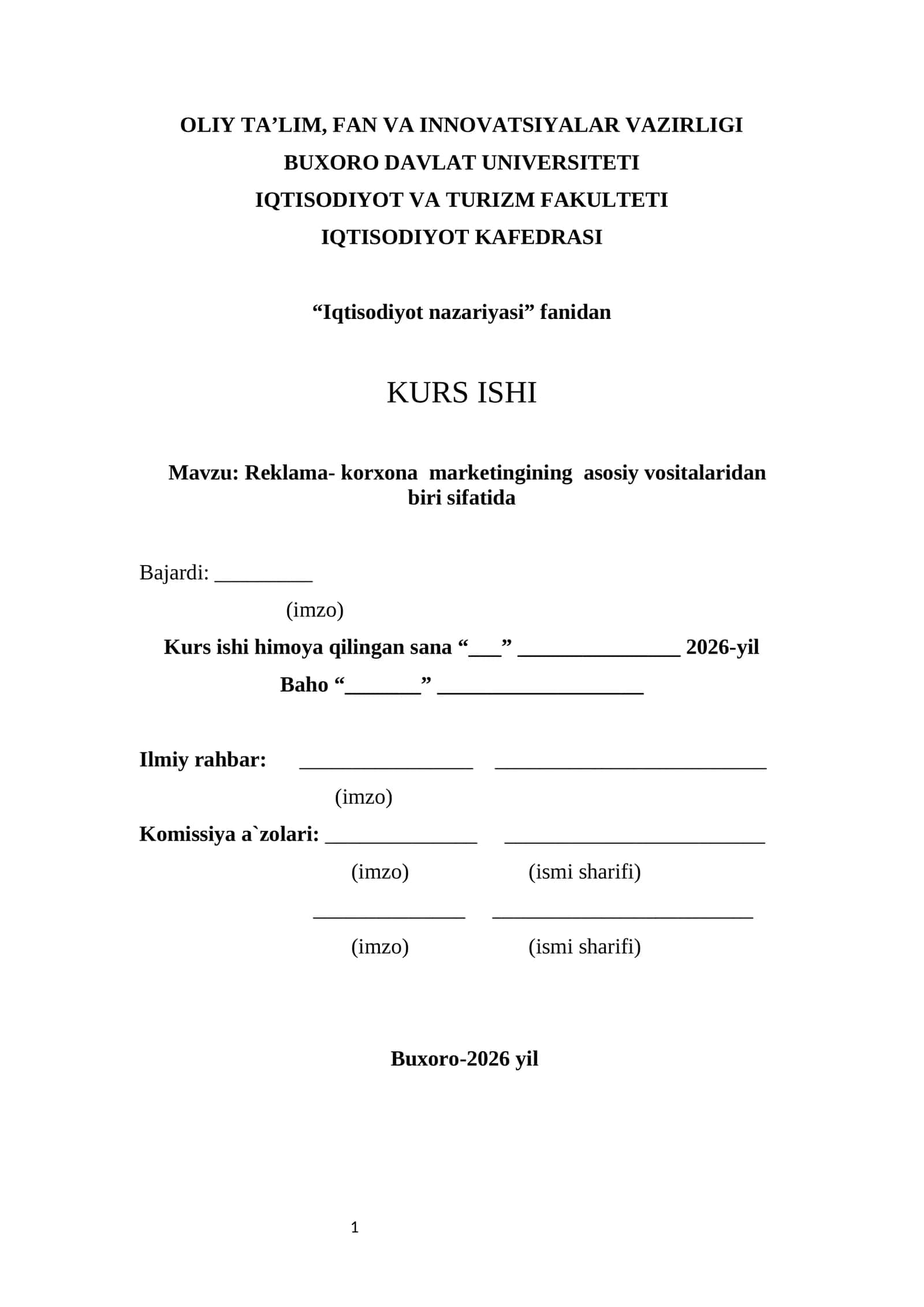 Reklama-korxona marketingining asosiy vositalaridan biri sifatida 1