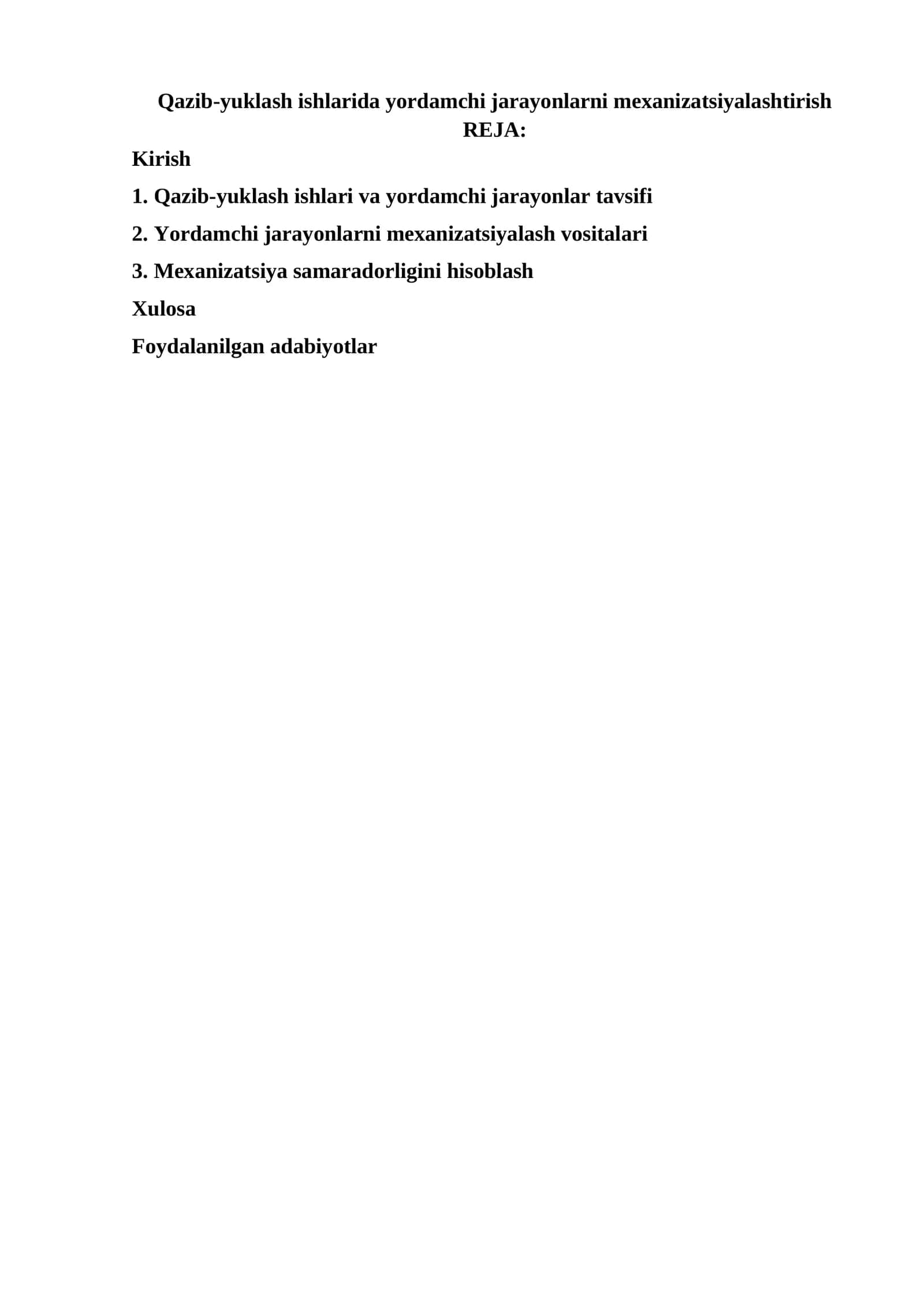 Qazib-yuklash ishlarida yordamchi jarayonlarni mexanizatsiyalashtirish 1
