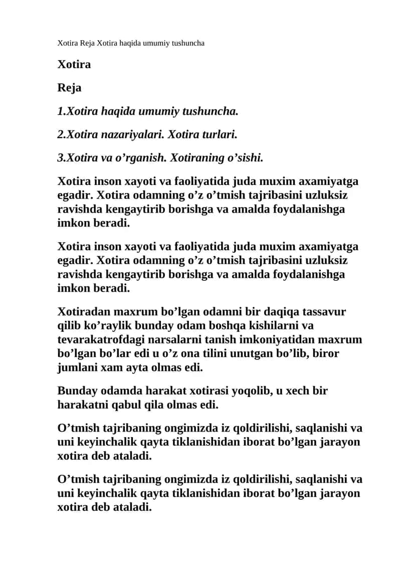 Xotira 1
