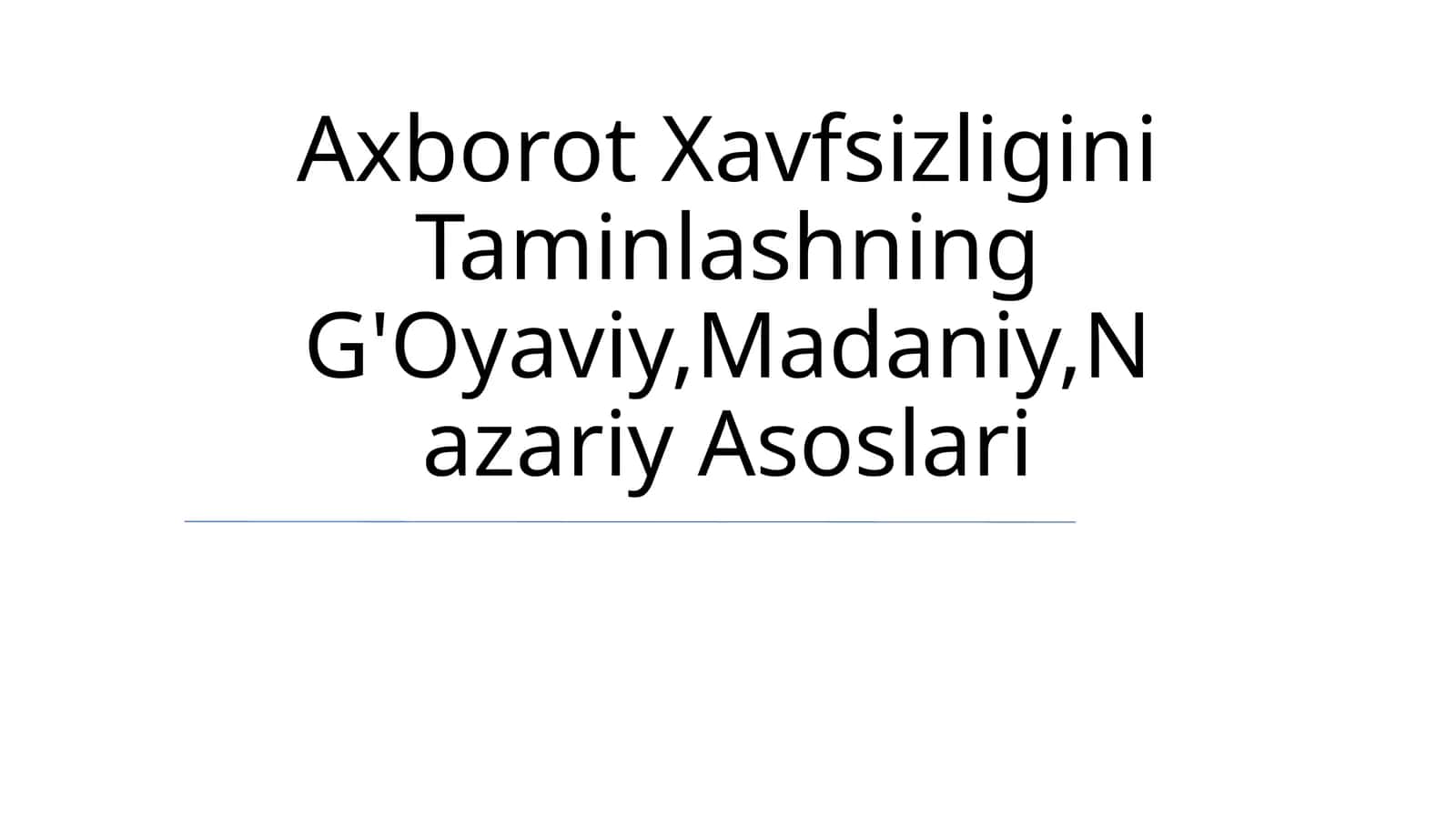 Mafkuraviy asoslar 1