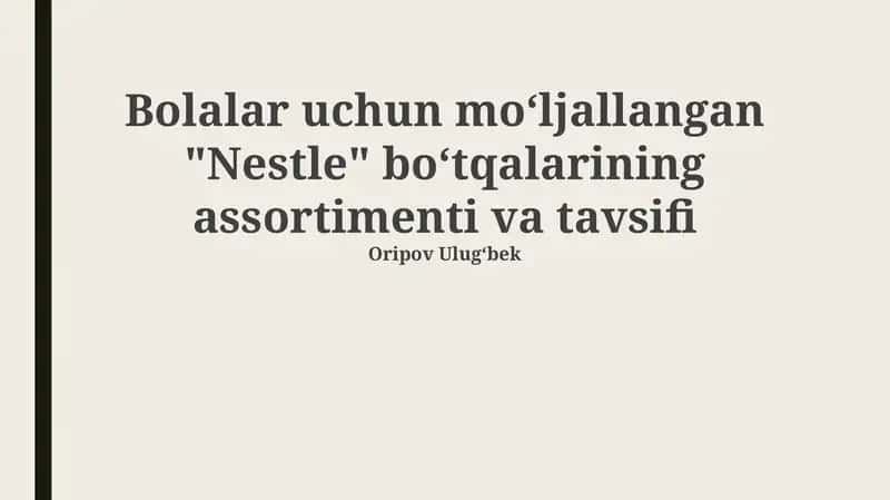 Mahsulot Assortimenti va Tavsifi 1
